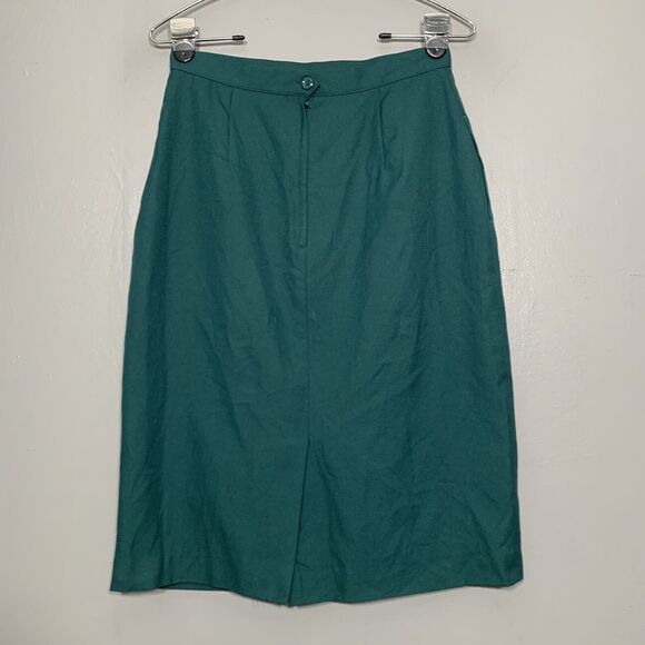 Vintage Fits Size Small Green Midi Straight Skirt Classic High Waist Academia - Picture 4 of 6